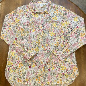 Old Navy The Classic Shirt Pink Ditsy-Floral Print for Women Size Large NWOT!